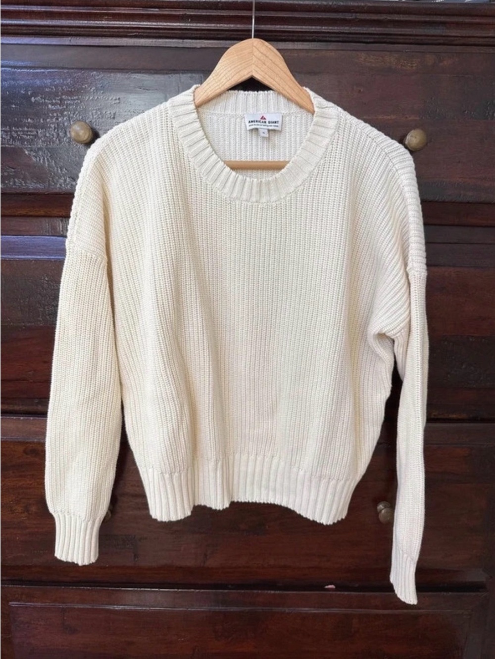 American Giant Cream Ribbed Crewneck Sweater - Women's
